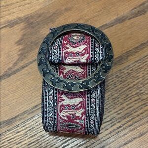Derin Bohemian Style Belt with Tapestry Design and Ornate Buckle